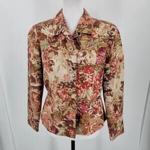 Coldwater Creek Blazer Jacket Womens Petite 10P Floral Button Up Lined